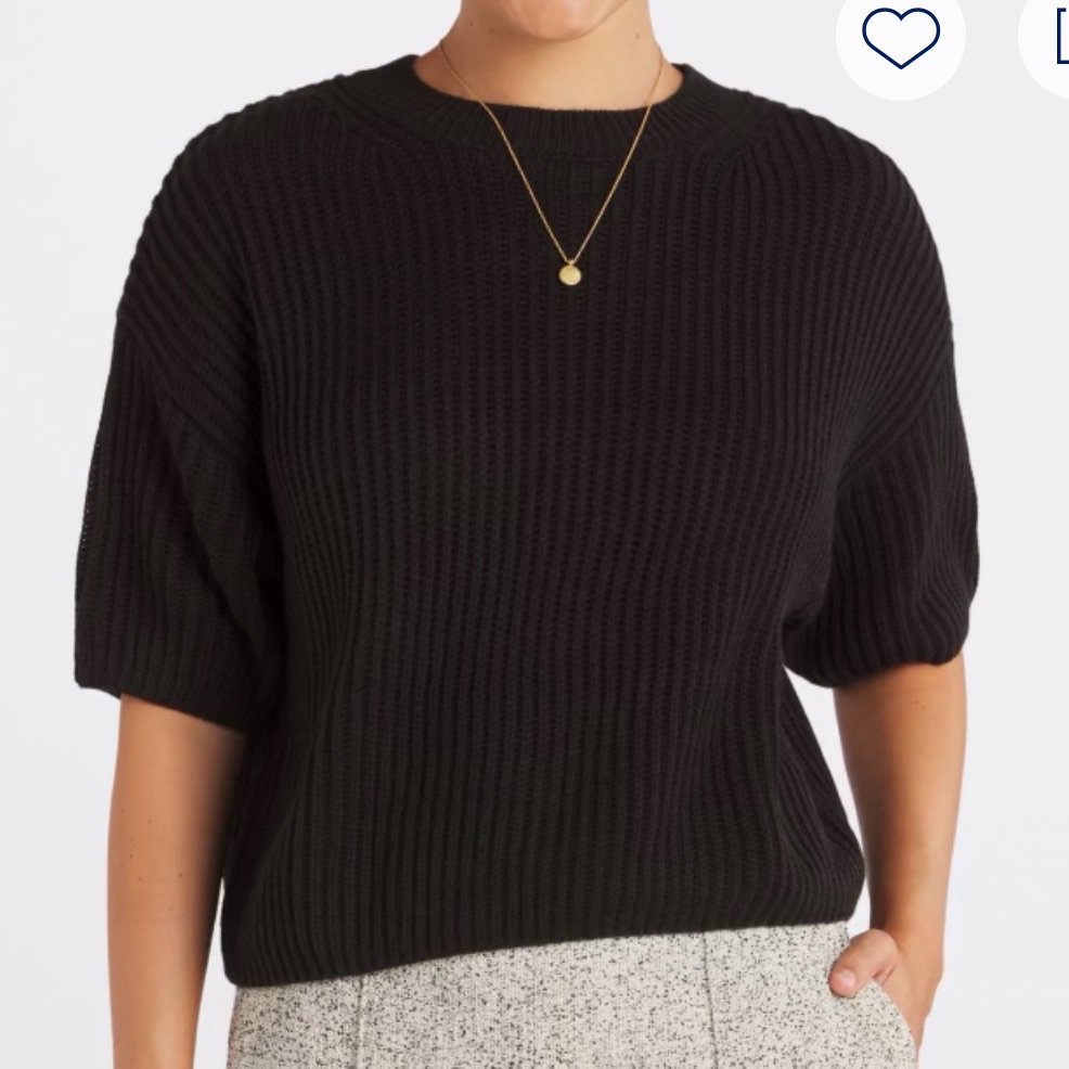 Stitches + Stripes Black Cropped Knit Sweater